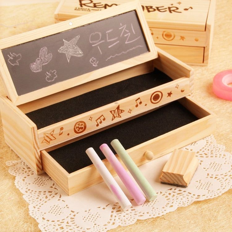 Creative Stationery Multi-function Wooden DIY Small Blackboard Pencil Case Storage Box School Stationery Office Supplies