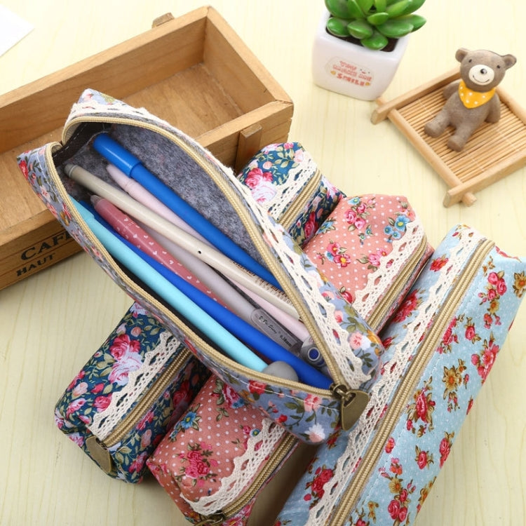 10 PCS Creative Pastoral Style Floral Roll Pen Pencil Case Bag for School Stationery Office Supply, Random Color Delivery