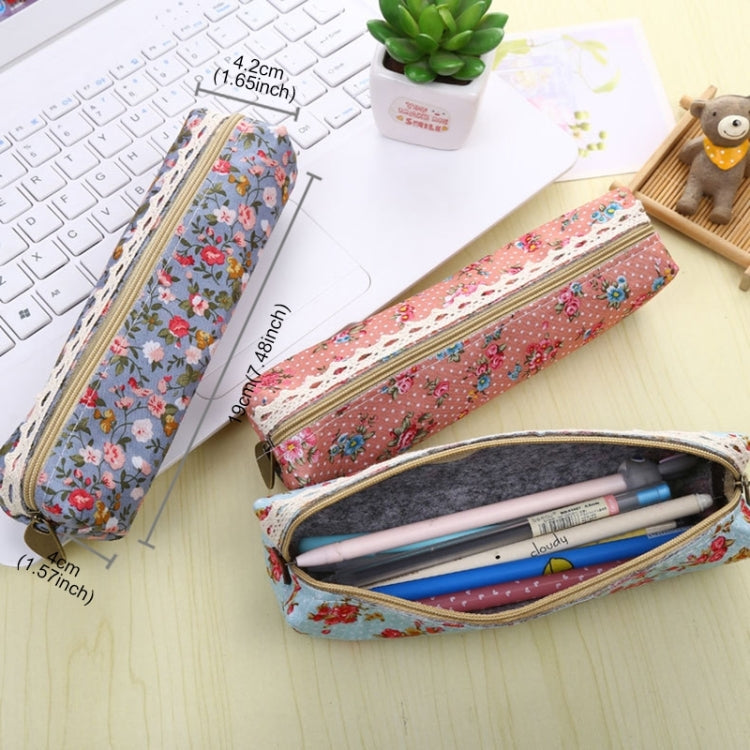 10 PCS Creative Pastoral Style Floral Roll Pen Pencil Case Bag for School Stationery Office Supply, Random Color Delivery