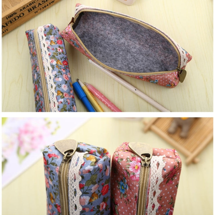 10 PCS Creative Pastoral Style Floral Roll Pen Pencil Case Bag for School Stationery Office Supply, Random Color Delivery