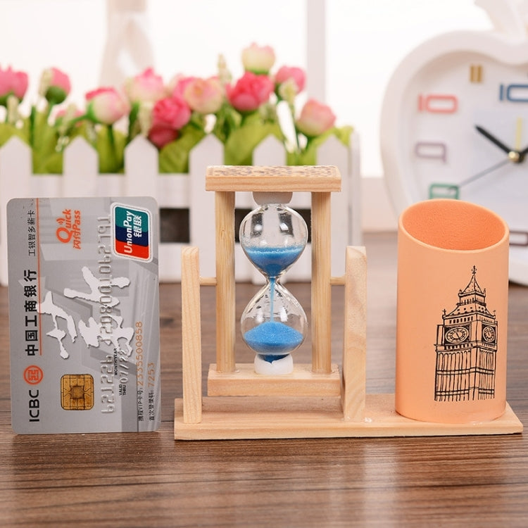 Creative Gifts Wooden Hourglass Pen Container Timer School Stationery Office Supplies, Random Color Delivery