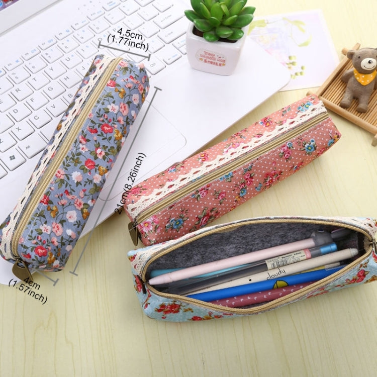 2 PCS Creative Pastoral Style Floral Roll Pen Pencil Case Bag Extended Edition for School Stationery Office Supply, Random Color Delivery