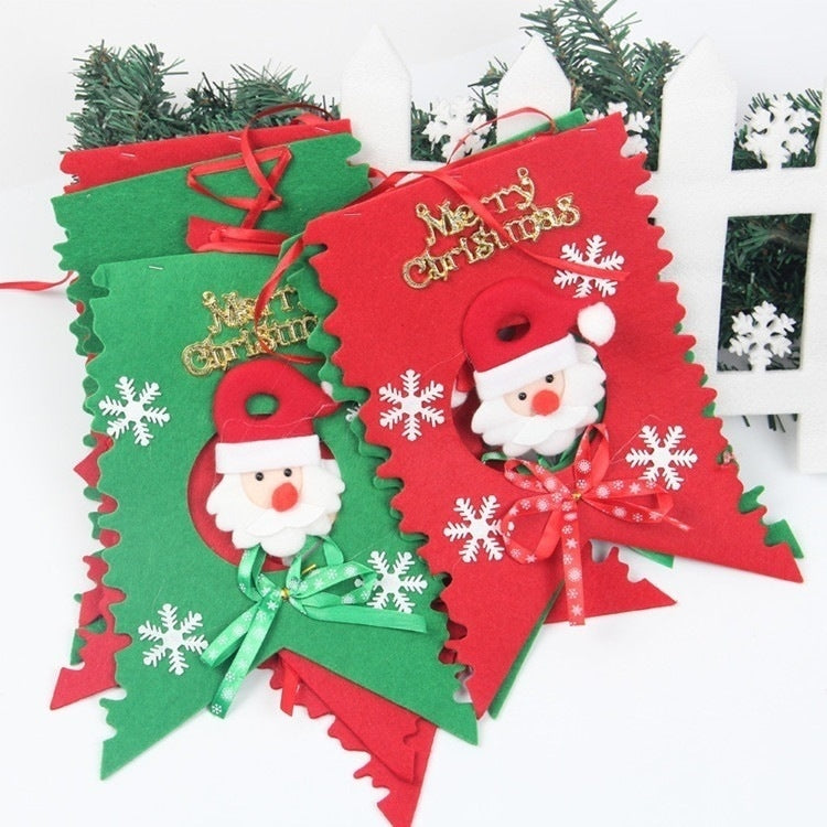 Christmas Scene Decoration Six Flag Non-woven Fabric Santa Hanging Flag