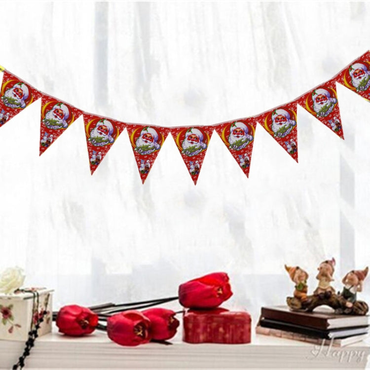 10 Sets Christmas Scene Decoration Triangle Paper Flags Non-woven Fabric Hanging Banners