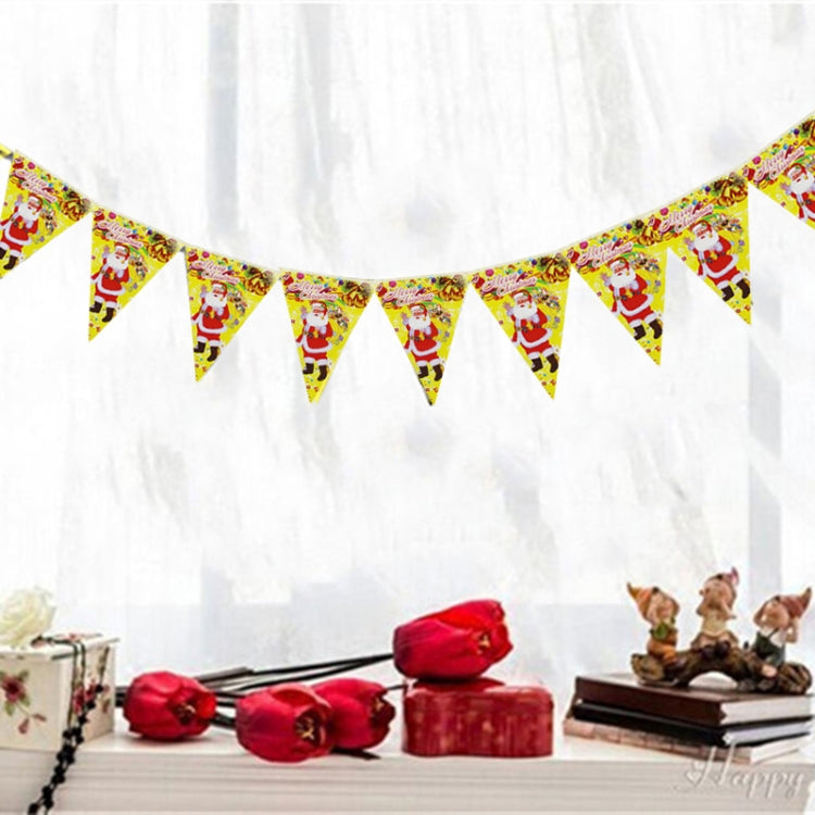 10 Sets Christmas Scene Decoration Triangle Paper Flags Non-woven Fabric Hanging Banners