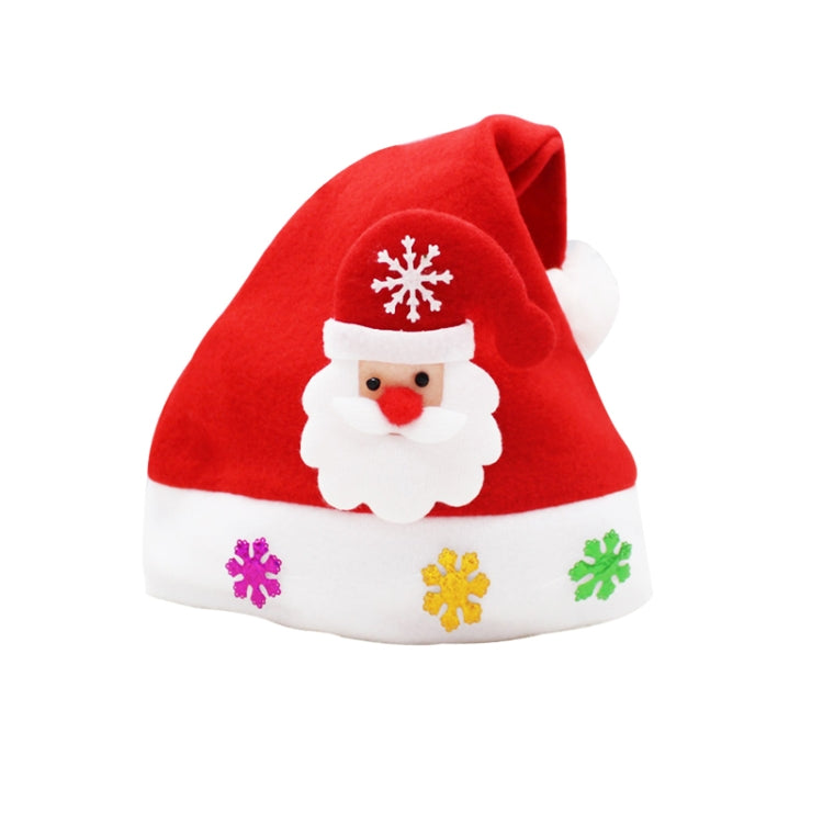 5 PCS Christmas Decoration Napped Fabric Santa Hat Applique Pattern Children Dressing Up Christmas Hat, Random Pattern Delivery