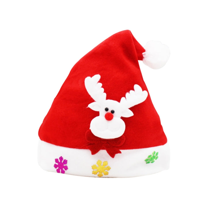 5 PCS Christmas Decoration Napped Fabric Santa Hat Applique Pattern Children Dressing Up Christmas Hat, Random Pattern Delivery