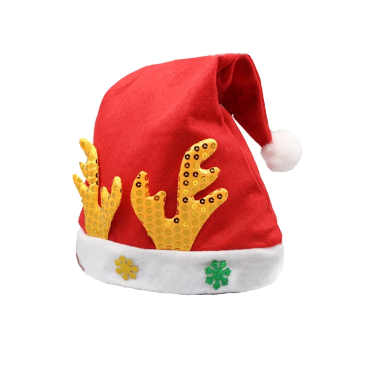 Christmas Decoration Non-woven Fabric Santa Hat Deer Horn Pattern Adult Dressing Up Christmas Hat, Random Pattern Delivery