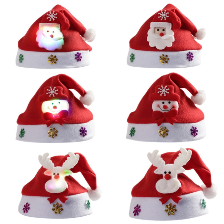 Christmas Decoration Napped Fabric Santa Hat Applique Pattern Adult Dressing Up Christmas Hat, Random Pattern Delivery