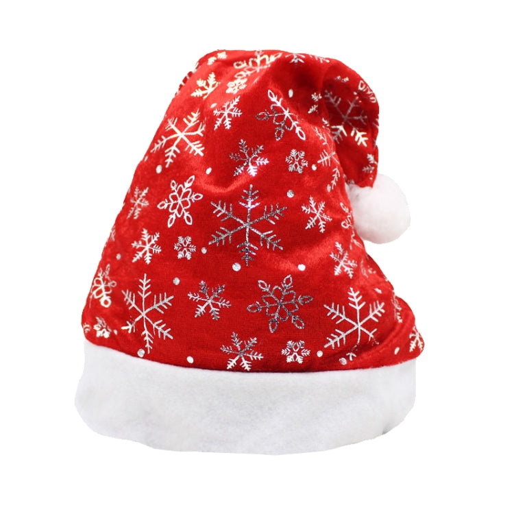 Christmas Decoration Napped Fabric Santa Hat Gold Stars and Moons Pattern Adult Dressing Up Christmas Hat, Random Pattern Delivery
