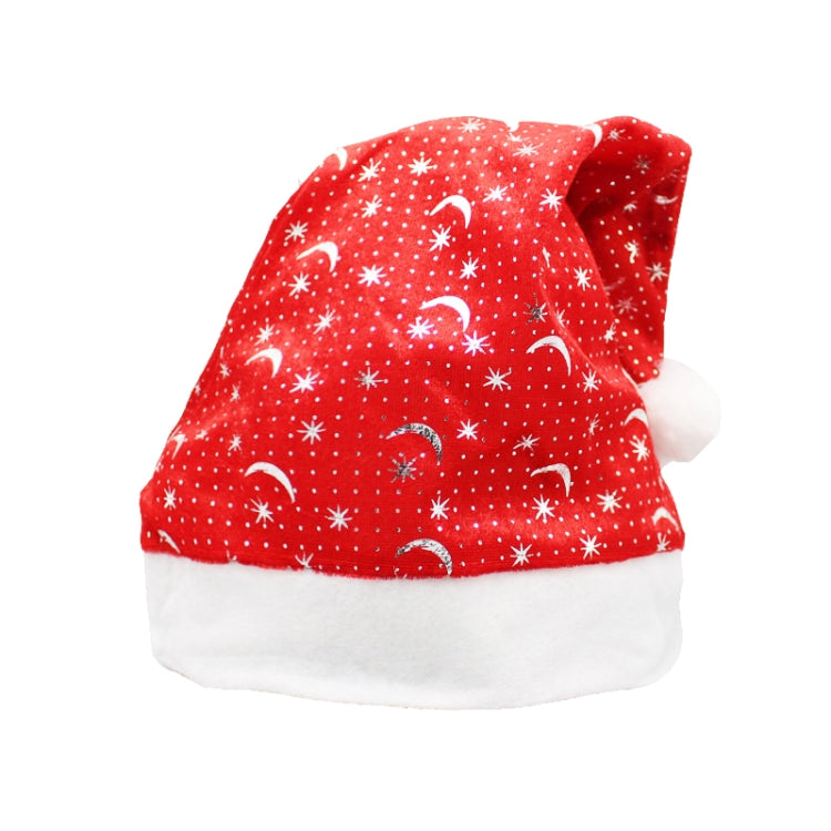 Christmas Decoration Napped Fabric Santa Hat Gold Stars and Moons Pattern Adult Dressing Up Christmas Hat, Random Pattern Delivery