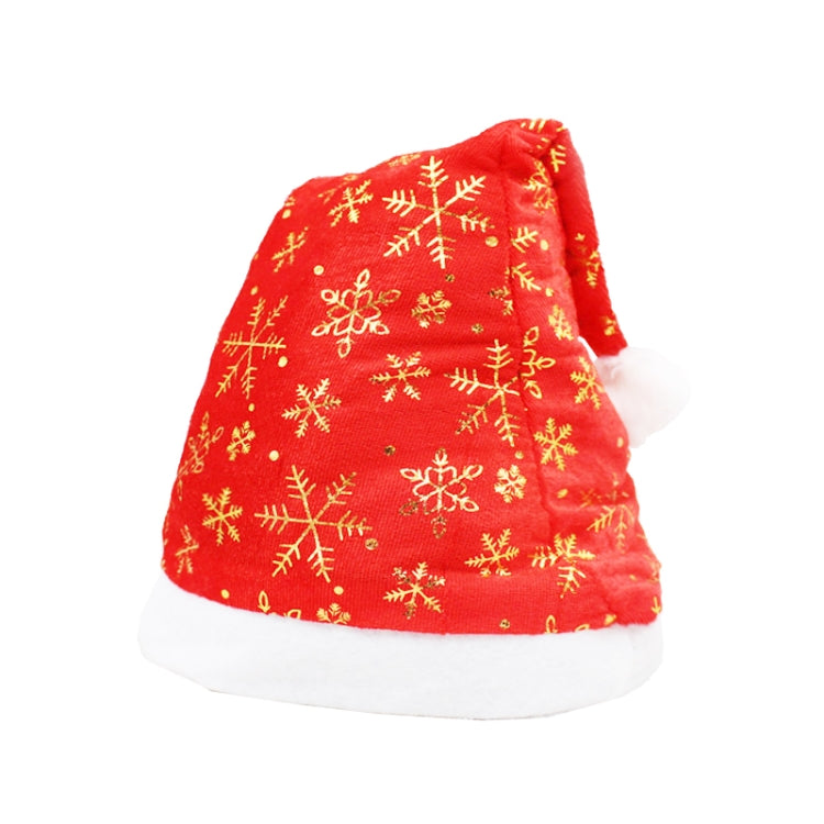 Christmas Decoration Napped Fabric Santa Hat Gold Stars and Moons Pattern Adult Dressing Up Christmas Hat, Random Pattern Delivery