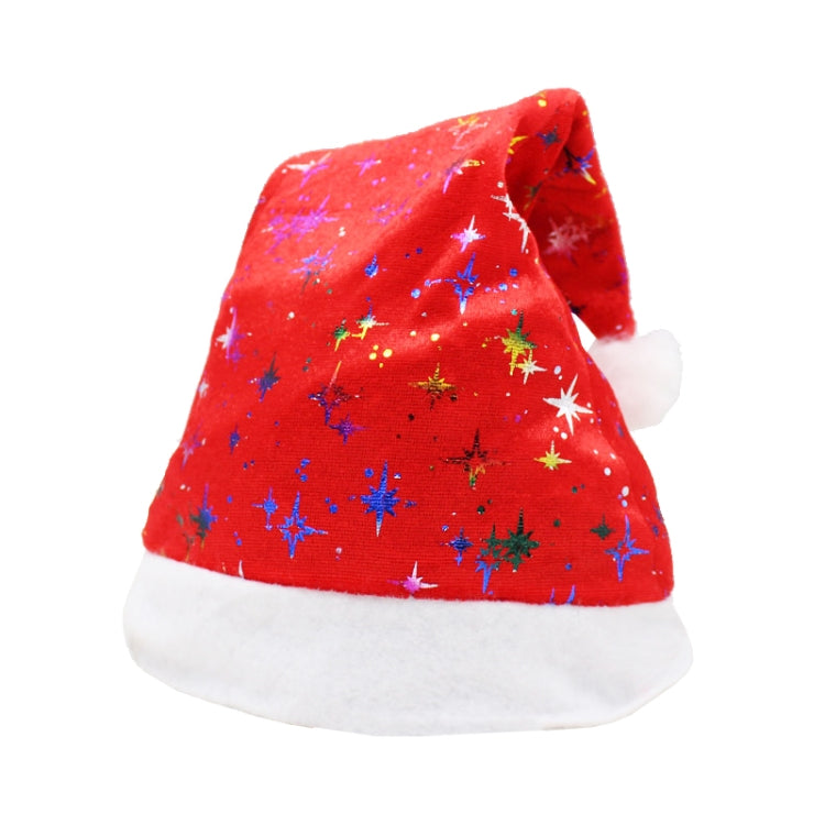 Christmas Decoration Napped Fabric Santa Hat Gold Stars and Moons Pattern Adult Dressing Up Christmas Hat, Random Pattern Delivery