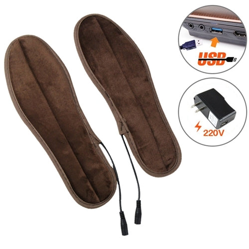 USB Electric Powered Heated Insoles Keep Feet Warm Pad with USB Cable & Power Adapter, Size: 35-36 yard(Brown)