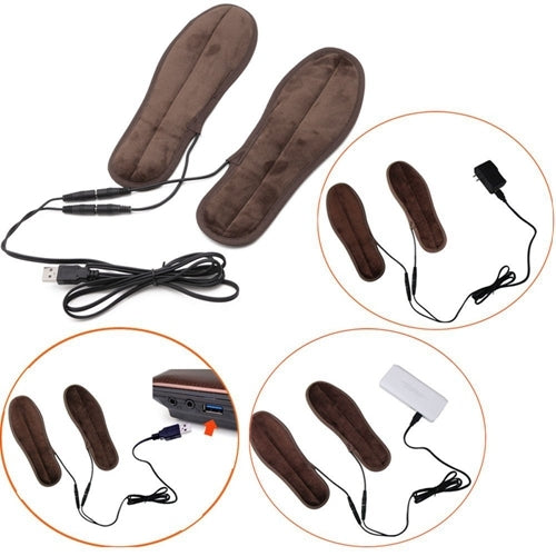 USB Electric Powered Heated Insoles Keep Feet Warm Pad with USB Cable & Power Adapter, Size: 43-44 yard(Brown)