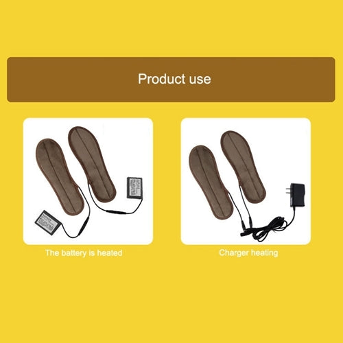 Lithium Battery Powered & Rechargeable Heated Insoles Keep Feet Warm Pad, Keep Warm 8-9 hours, Size: 41-42 yard(Brown)