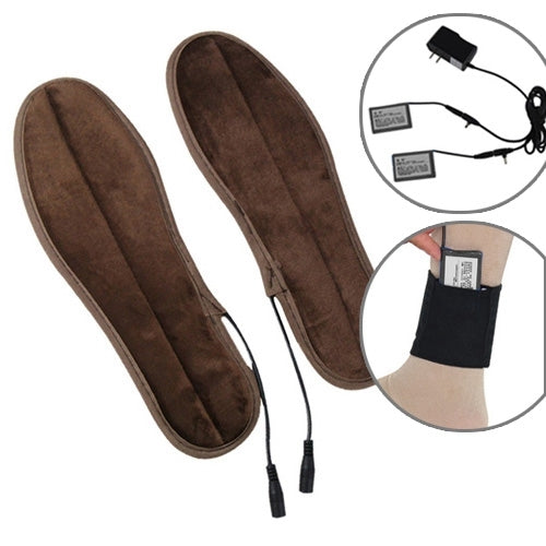 Lithium Battery Powered & Rechargeable Heated Insoles Keep Feet Warm Pad, Keep Warm 8-9 hours, Size: 43-44 yard(Brown)