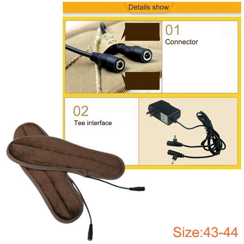 Lithium Battery Powered & Rechargeable Heated Insoles Keep Feet Warm Pad, Keep Warm 8-9 hours, Size: 43-44 yard(Brown)
