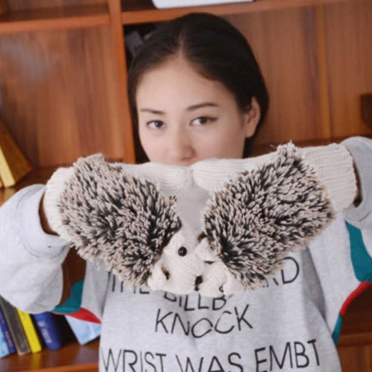 Winter Lovely Cartoon Mouse Knitting Lady Mittens Warm Cartoon Hedgepig Full Finger Gloves