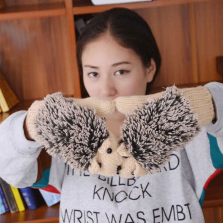 Winter Lovely Cartoon Mouse Knitting Lady Mittens Warm Cartoon Hedgepig Full Finger Gloves