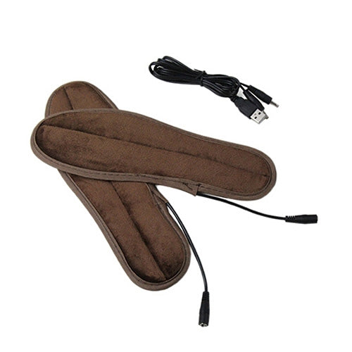 USB Electric Powered Heated Insoles Keep Feet Warm Pad with USB Cable, Size: 41-42 yard(Brown)