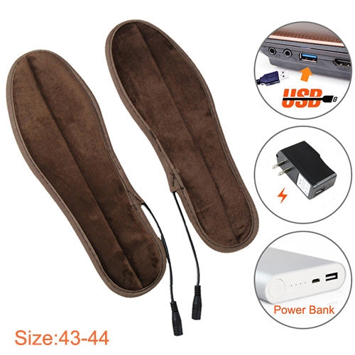 USB Electric Powered Heated Insoles Keep Feet Warm Pad with USB Cable, Size: 43-44 yard(Brown)