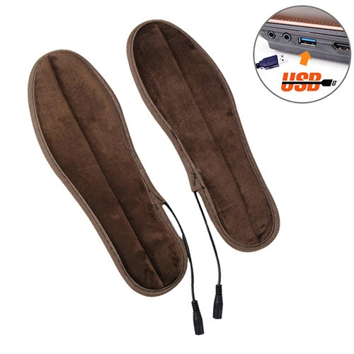 USB Electric Powered Heated Insoles Keep Feet Warm Pad with USB Cable, Size: 43-44 yard(Brown)