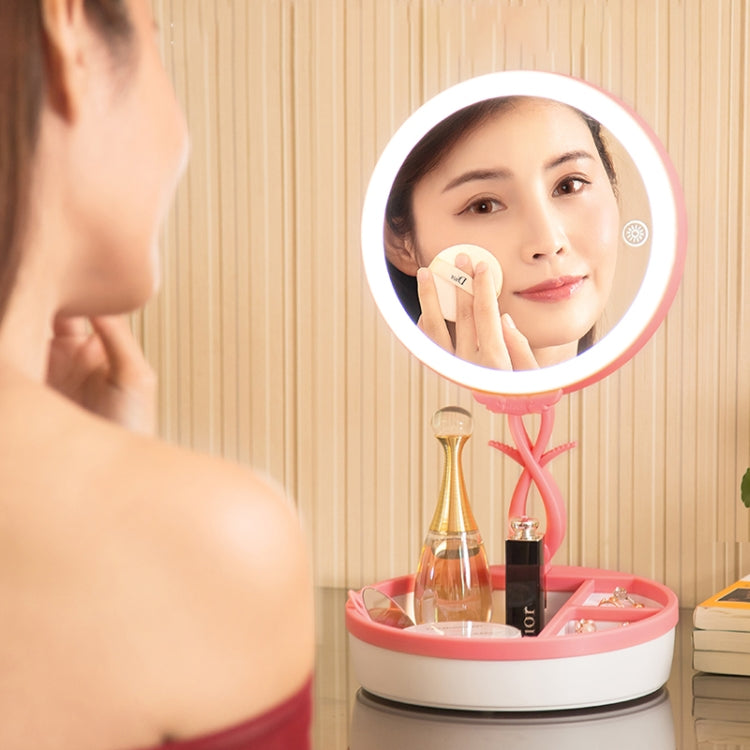 Multi-function Fashion Touch Switch USB Charging Colorful Makeup Mirror LED Desk Lamp Atmosphere Light with Storage Box, DC 5V