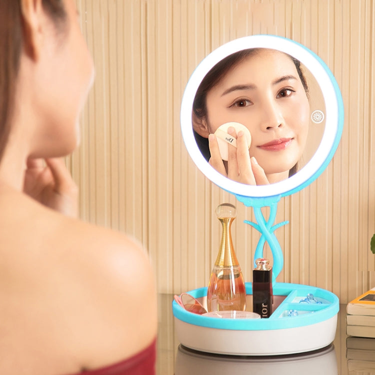 Multi-function Fashion Touch Switch USB Charging Colorful Makeup Mirror LED Desk Lamp Atmosphere Light with Storage Box, DC 5V