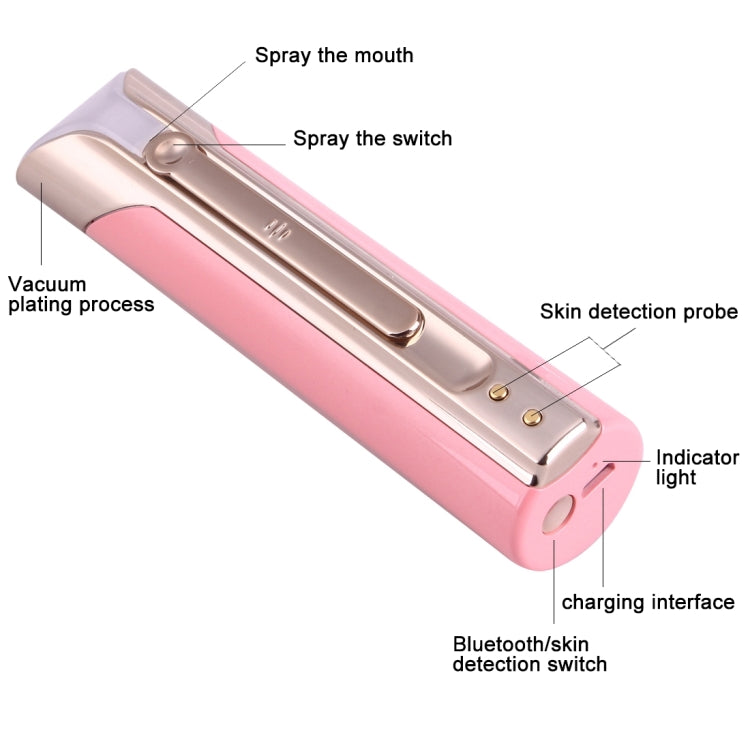 Portable Handy Smart Nano Facial SPA Mist Sprayer, Skin Test / Nano Spray / APP / Rechargeable Moisturizing and Hydrating(Pink)