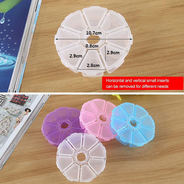 10 PCS Round 8 Slots Plastic Box Organizer Storage Container for Crystal Jewelry Earring Small Accessories
