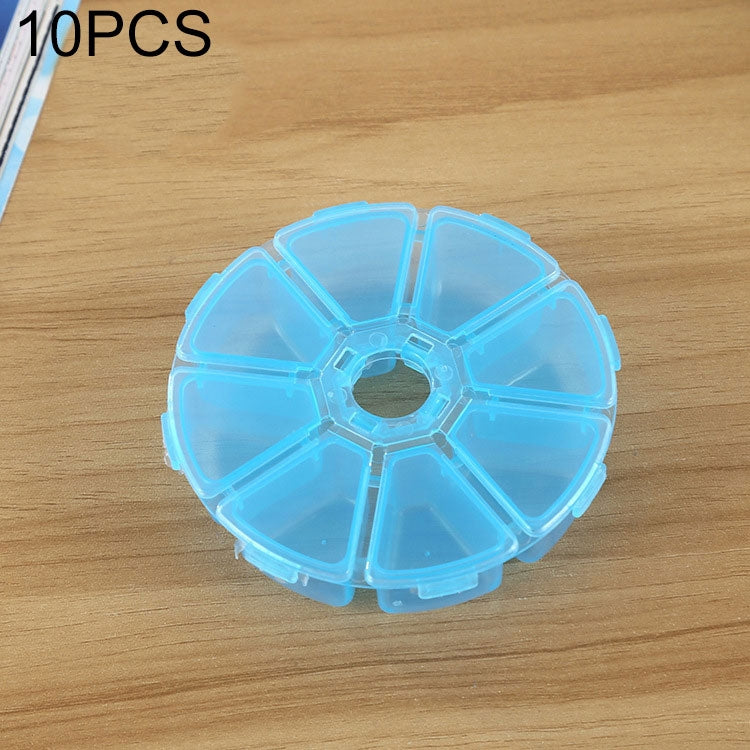 10 PCS Round 8 Slots Plastic Box Organizer Storage Container for Crystal Jewelry Earring Small Accessories