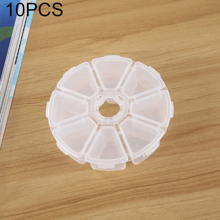 10 PCS Round 8 Slots Plastic Box Organizer Storage Container for Crystal Jewelry Earring Small Accessories