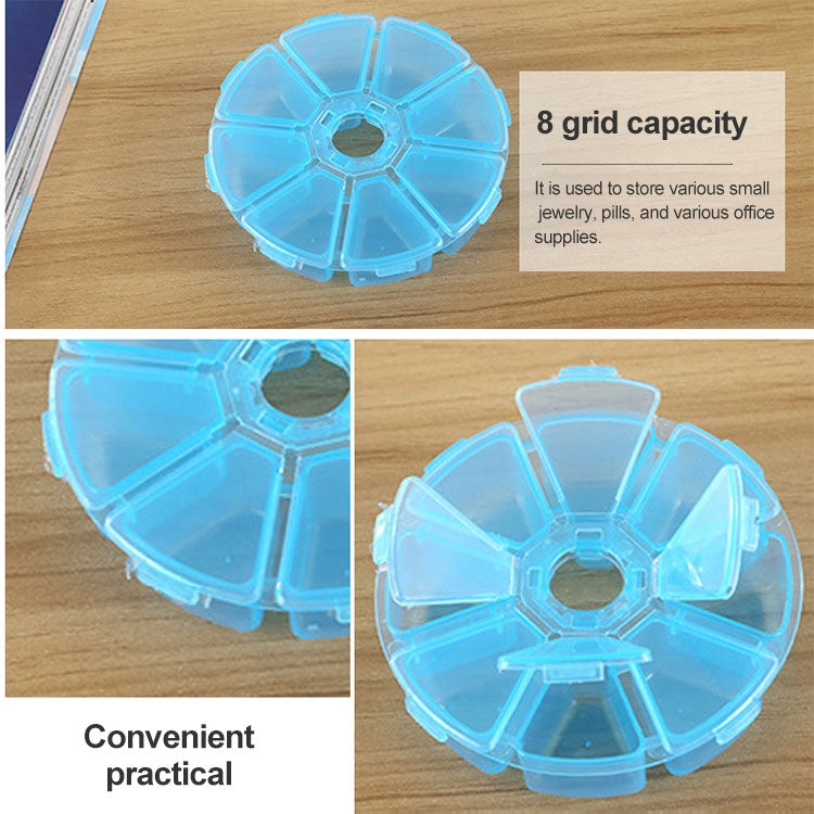 10 PCS Round 8 Slots Plastic Box Organizer Storage Container for Crystal Jewelry Earring Small Accessories