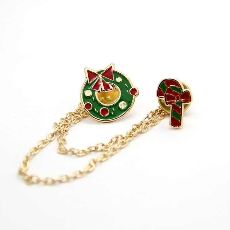 Christmas Fashion Women Enamel Wreaths Candy Chain Brooch