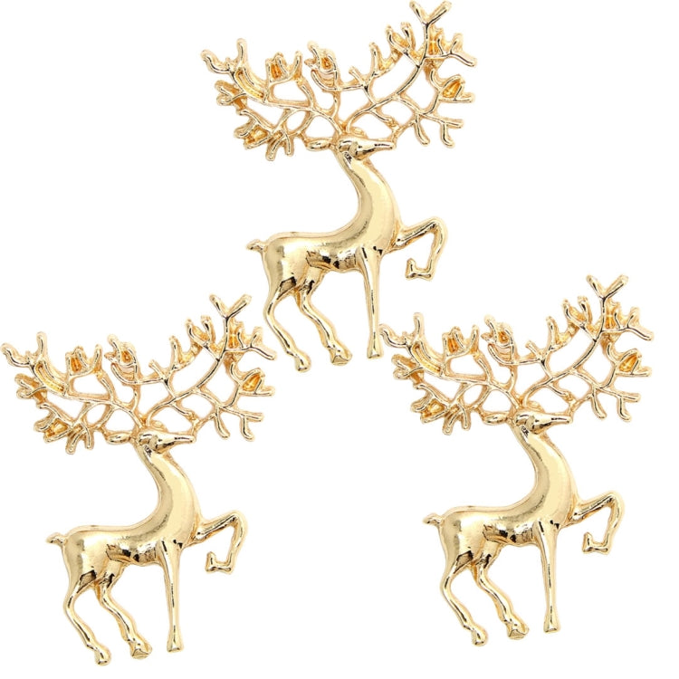 3 PCS Fashion Golden Plated Christmas Deer Brooch