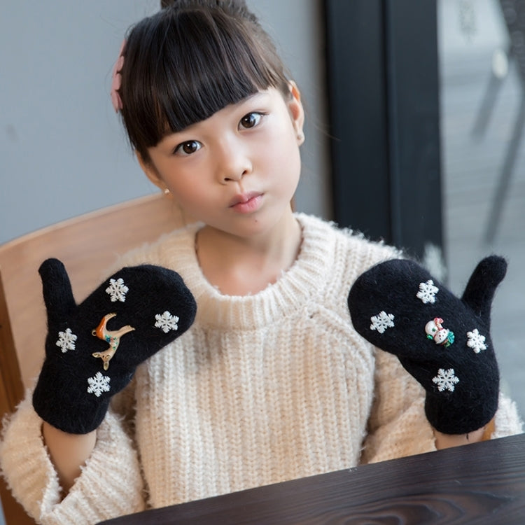 One Pair Christmas Snowflake Double Layer Thickening Winter Warm Knitted Full Finger Gloves