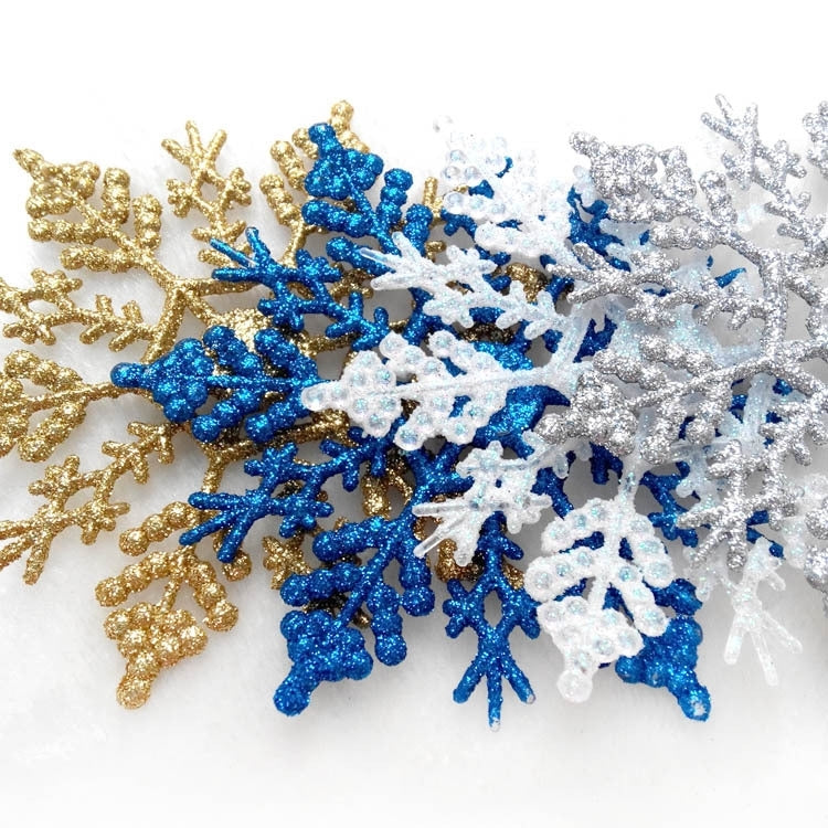 12 PCS Christmas Tree Ornaments Acrylic Snowflake Pieces Decorative Pendant Loose Powder, Diameter: 10cm