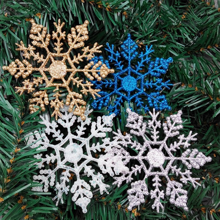 12 PCS Christmas Tree Ornaments Acrylic Snowflake Pieces Decorative Pendant Loose Powder, Diameter: 10cm