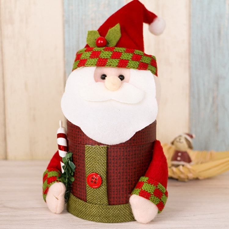 Christmas Decoration Linen Gift Box Cute Santa Claus Candy Jar, Size: 25*10cm