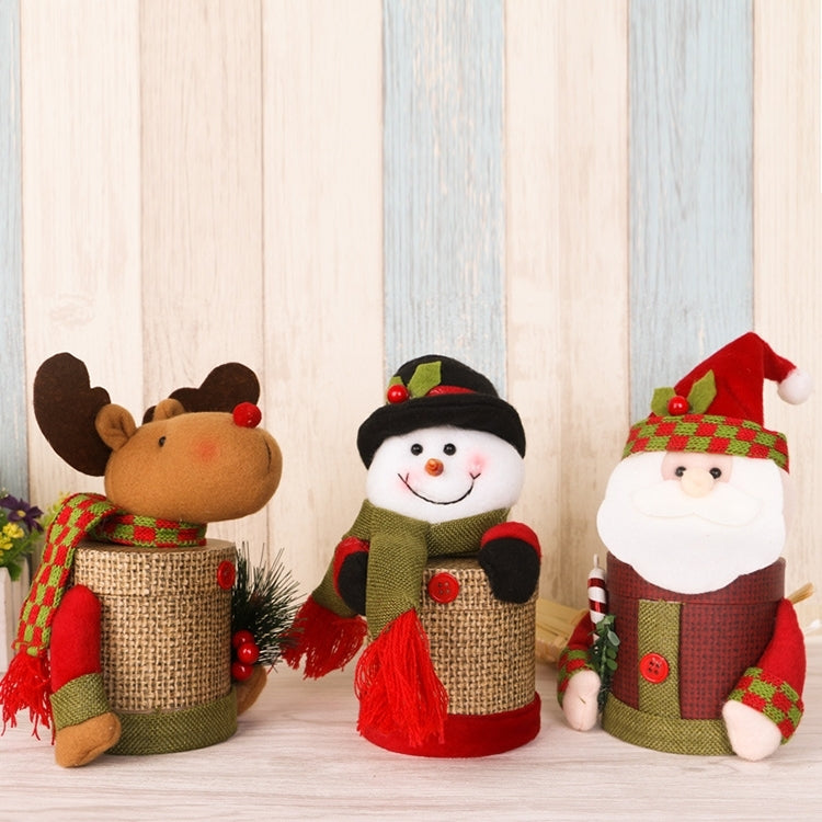 Christmas Decoration Linen Gift Box Cute Deer Candy Jar, Size: 25*10cm