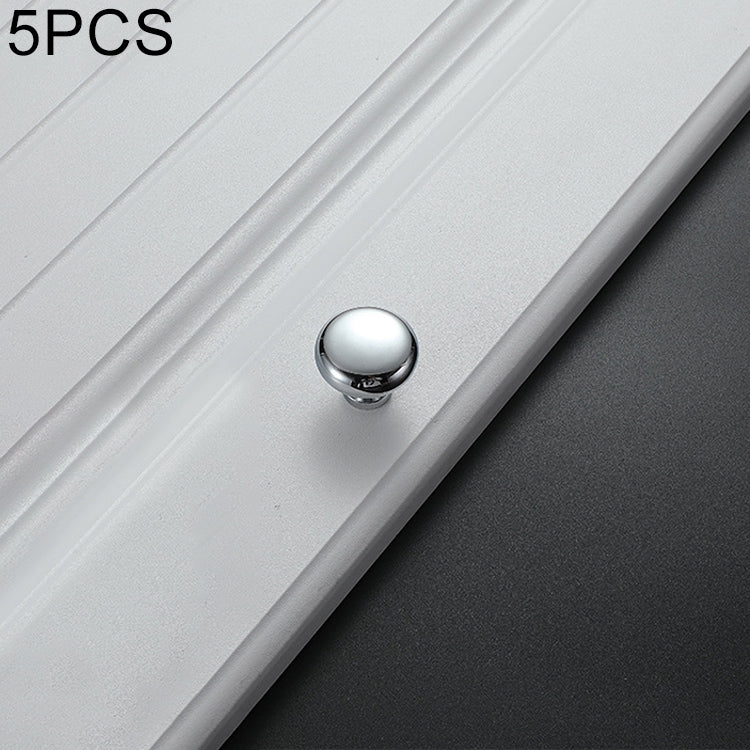 5 PCS 4203 Bright Chrome Single Hole Solid Zinc Alloy Round Handle for Cabinet Wardrobe Drawer Door