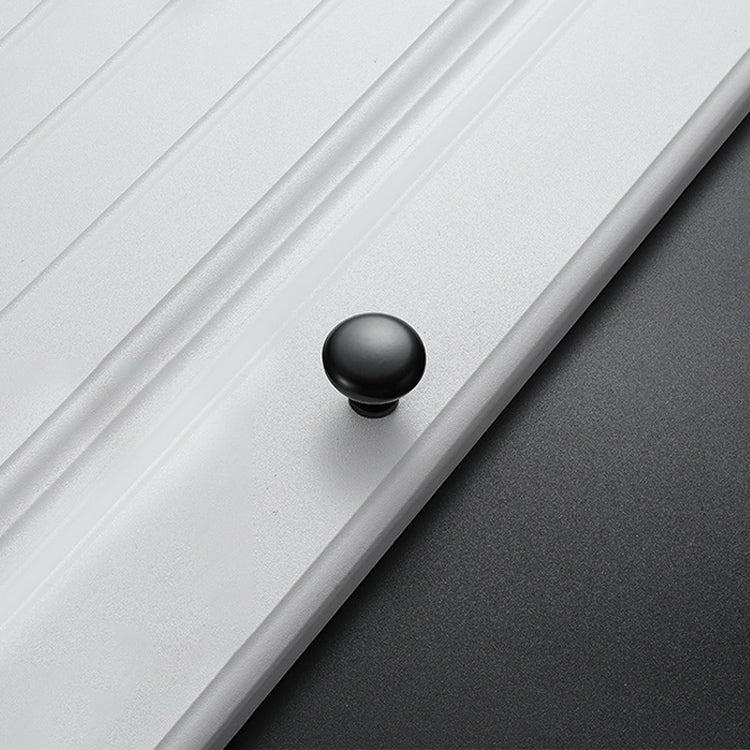 5 PCS 4203 Matte Black Single Hole Solid Zinc Alloy Round Handle for Cabinet Wardrobe Drawer Door