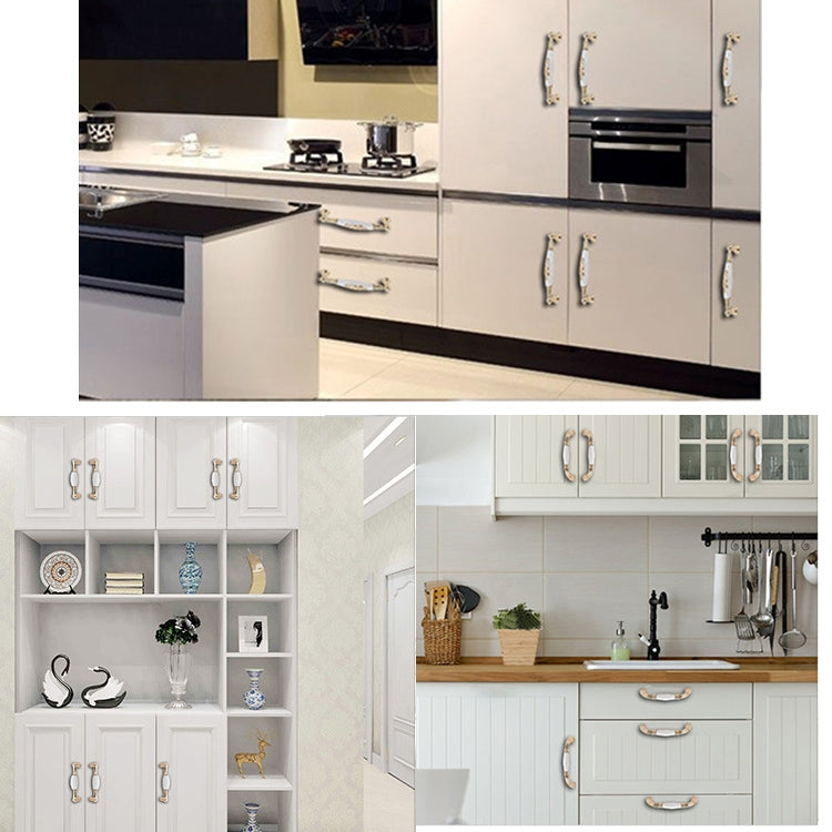 3 PCS 5002-96 Gold Imitated Zinc Alloy Ceramic Handle for Cabinet Wardrobe Drawer Door, Hole Spacing: 96mm