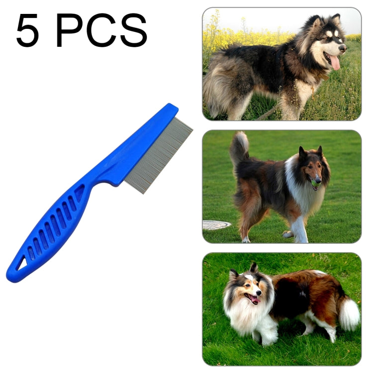 5 PCS Pet Cats Dogs Supplies Combs Fine Toothed Stainless Steel Needle Fleas Removal Combs, Length: 14cm