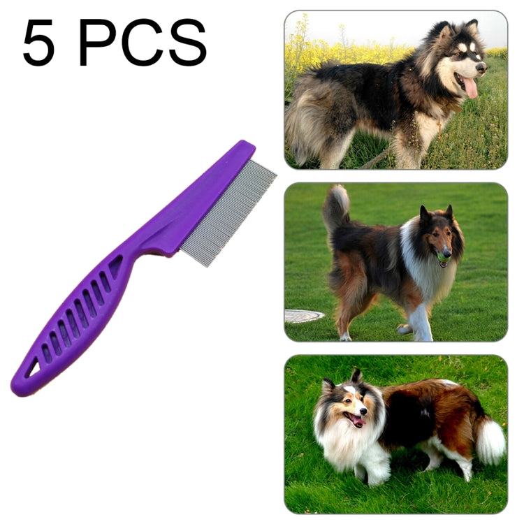 5 PCS Pet Cats Dogs Supplies Combs Fine Toothed Stainless Steel Needle Fleas Removal Combs, Length: 18.5cm