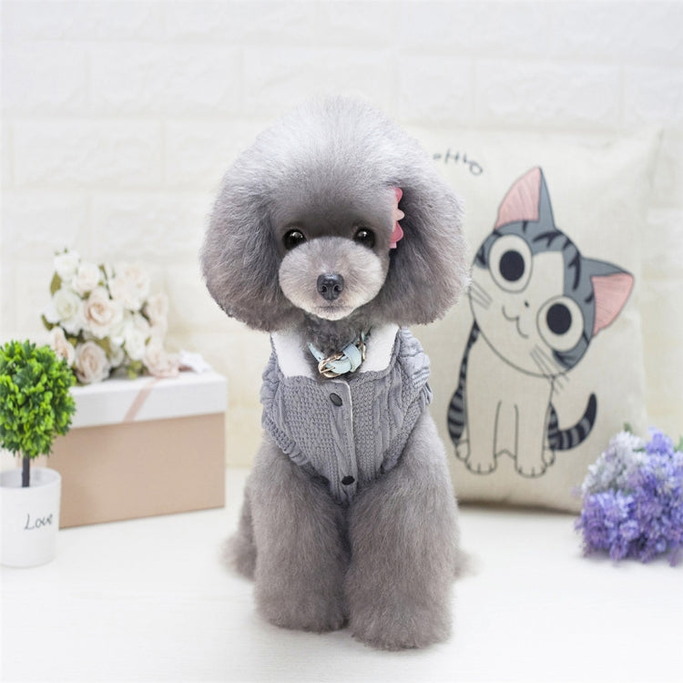 New Style Pet Dogs Knitting Sweater Warm Cashmere Both Feet Hooded Sweater with Button, Size: XXL, Bust: 52cm, Neck: 35cm