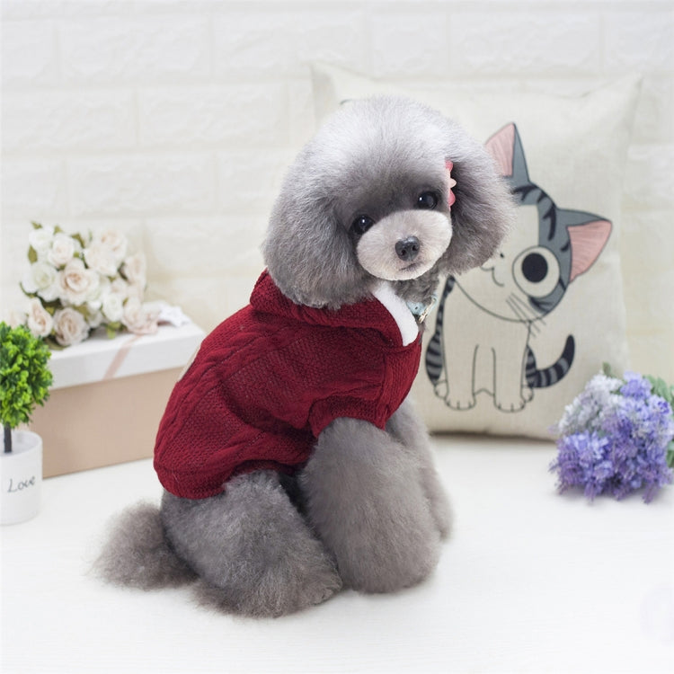 New Style Pet Dogs Knitting Sweater Warm Cashmere Both Feet Hooded Sweater with Button, Size: XXL, Bust: 52cm, Neck: 35cm