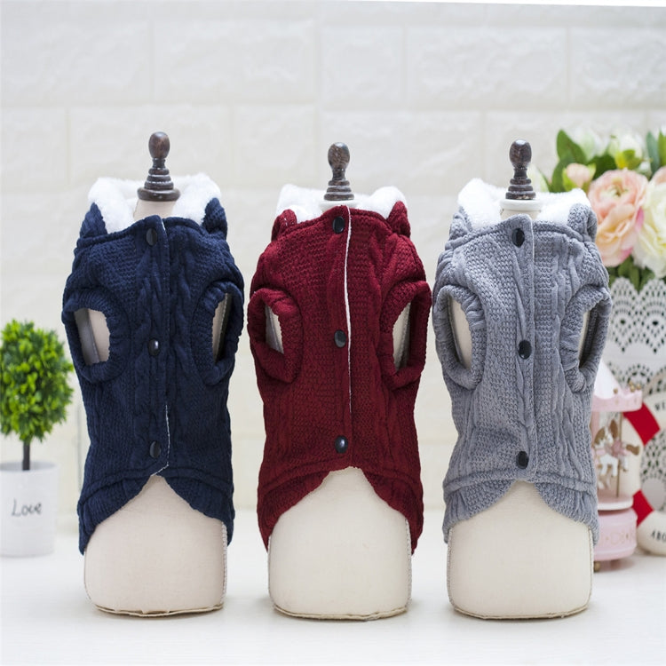 New Style Pet Dogs Knitting Sweater Warm Cashmere Both Feet Hooded Sweater with Button, Size: XXL, Bust: 52cm, Neck: 35cm