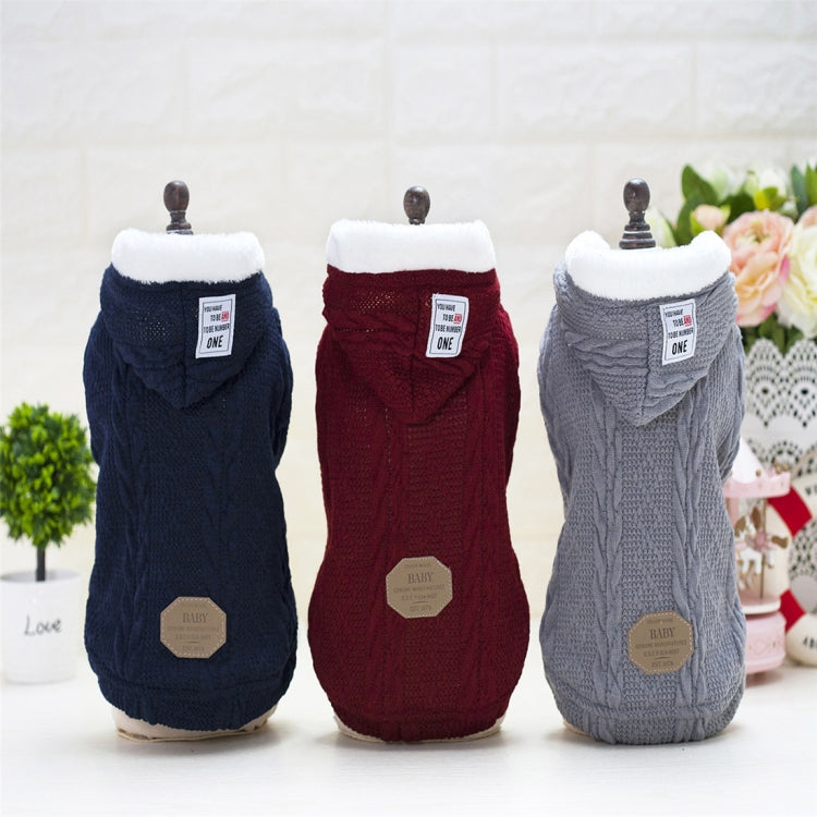 New Style Pet Dogs Knitting Sweater Warm Cashmere Both Feet Hooded Sweater with Button, Size: XXL, Bust: 52cm, Neck: 35cm